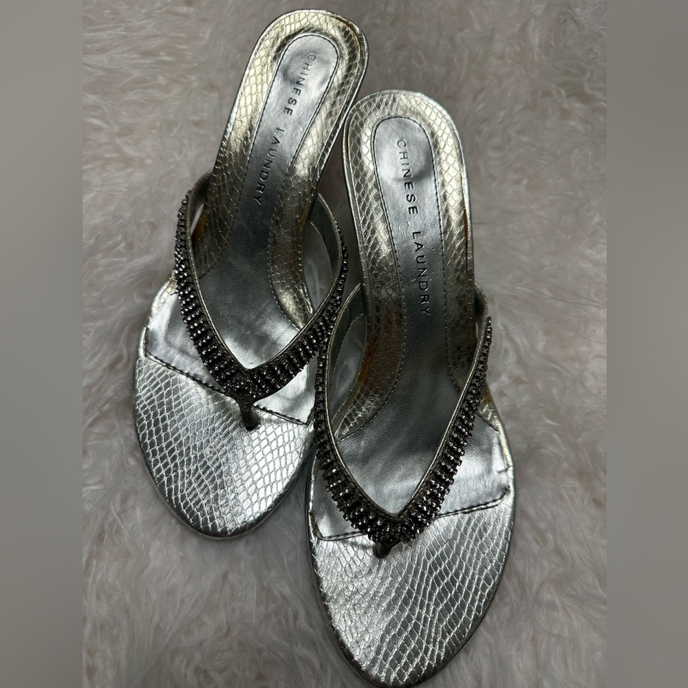 Chinese Laundry “Kali” Rhinestone slip-on heels